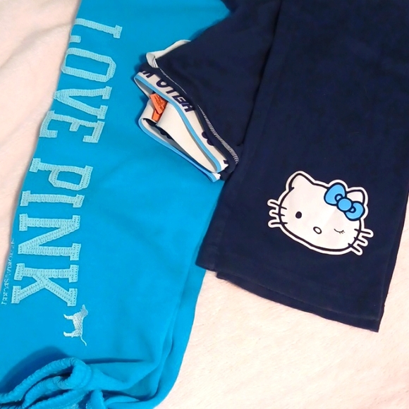 Hello Kitty 2007 Sanrio Victoria's Secret 1986 Blue Jogger Sweatpants - Picture 1 of 5